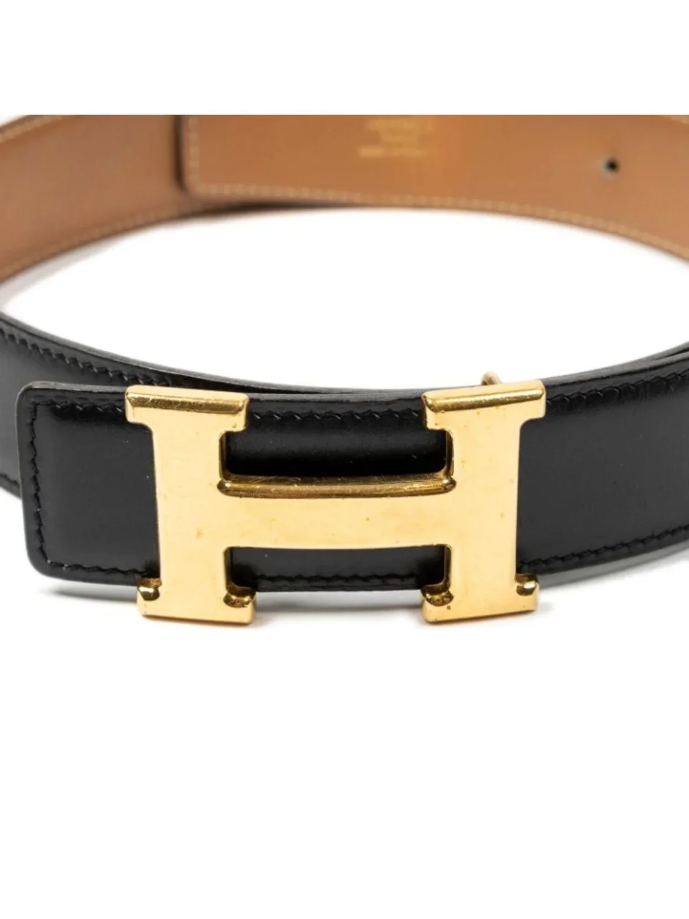 Hermes Constance Belt 32 Black Tongue Box Leather